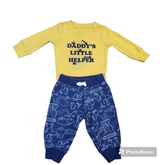 Carter's Daddys Little Helper 2pc Long Sleeve Bodysuit and Jogger Pants Size 6M. - Picture 1 of 6